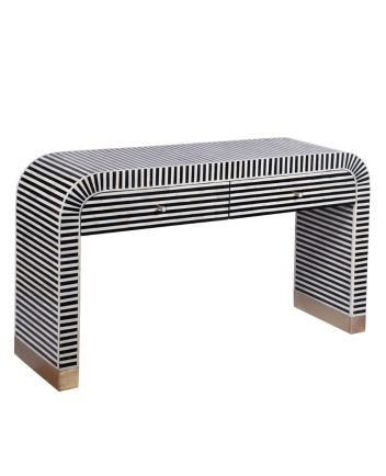 Handmade Bone Inlay 2 Drawer waterfall Pattern Console Table