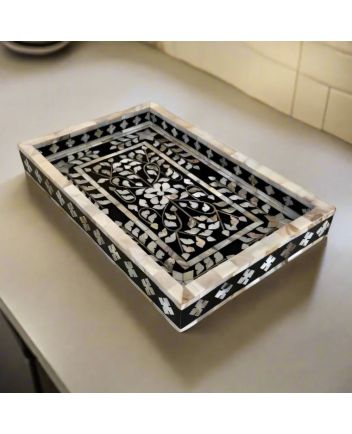 Handmade Mother of Pearl Floral Pattern Serving Tray