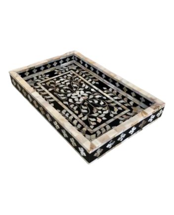 Handmade Mother of Pearl Floral Pattern Serving Tray