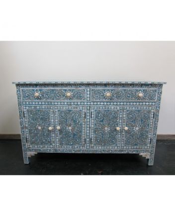 Handmade Mother of Pearl Floral Pattern Sideboard