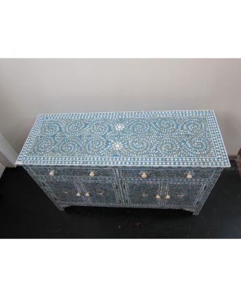 Handmade Mother of Pearl Floral Pattern Sideboard