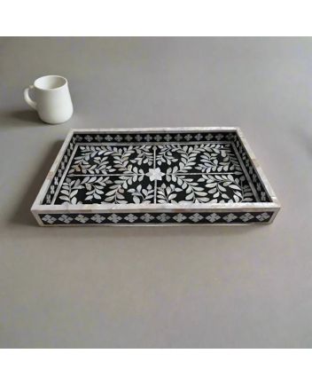 Handmade Mother of Pearl Floral Pattern Serving Tray