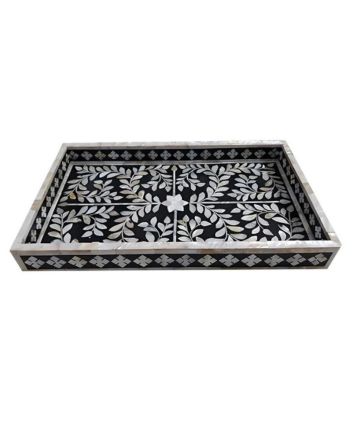 Handmade Mother of Pearl Floral Pattern Serving Tray