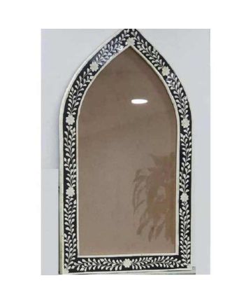 Handmade Bone Inlay Floral Design Mirror Frame