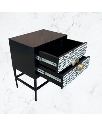 Handmade Bone Inlay Iron legs Bedside Furniture