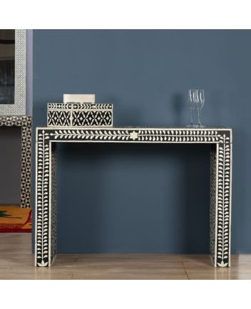 Handmade Bone Inlay Floral Design Console table
