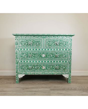 Handmade Mother of Pearl Floral Pattern Sideboard