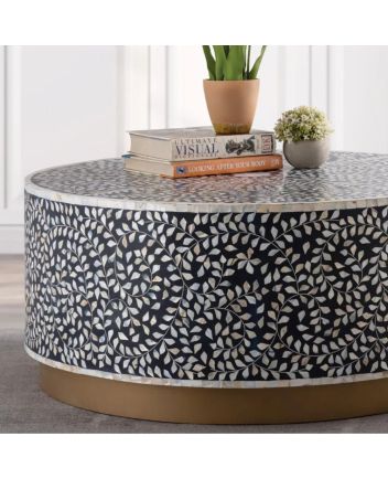 Handmade Mother of Pearl Floral Pattern Coffee Table