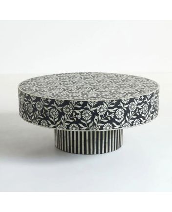 Handmade Bone Inlay Floral Pattern Coffee Table
