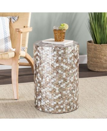 Handmade Mother of Pearl Modern Pattern End Table