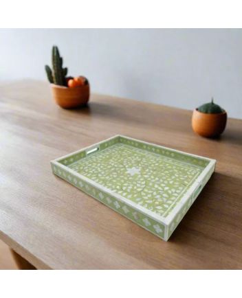Handmade Mother of Pearl Floral Pattern Serving Tray