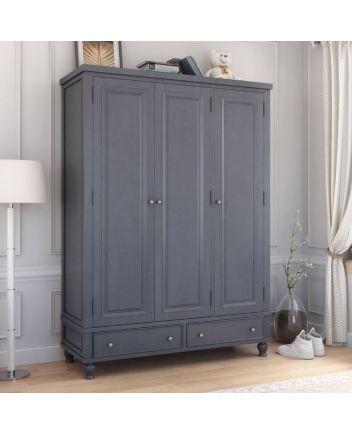Handmade Marysville Mahogany Wood 2 Drawer Large High End Almirah Wardrobe Furniture