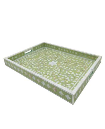 Handmade Mother of Pearl Floral Pattern Serving Tray