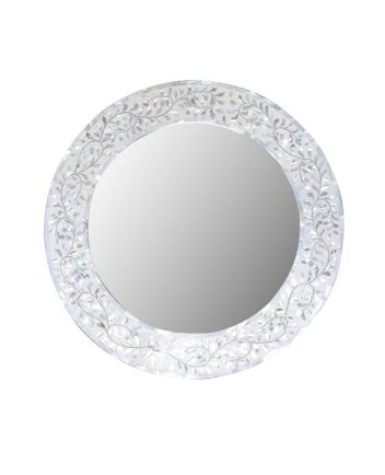 Handmade Mother of Pearl Floral Pattern Mirror Frame