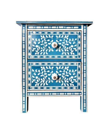 Handmade Bone Inlay Floral Pattern Bedside Furniture