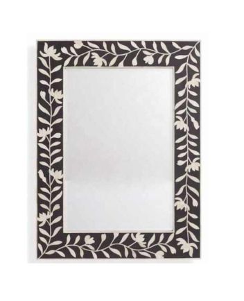 Handmade Bone Inlay Floral Design Mirror Frame