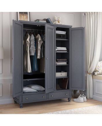 Handmade Marysville Mahogany Wood 2 Drawer Large High End Almirah Wardrobe Furniture
