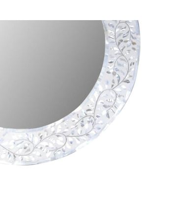 Handmade Mother of Pearl Floral Pattern Mirror Frame