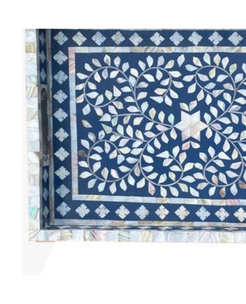 Handmade Mother of Pearl Floral Pattern Serving Tray