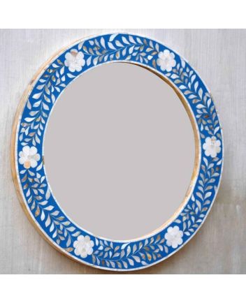 Handmade Mother of Pearl Floral Pattern Mirror Frame