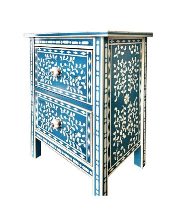 Handmade Bone Inlay Floral Pattern Bedside Furniture