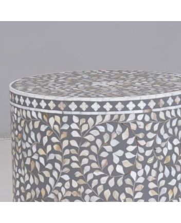 Handmade Mother of Pearl Floral Pattern End Table
