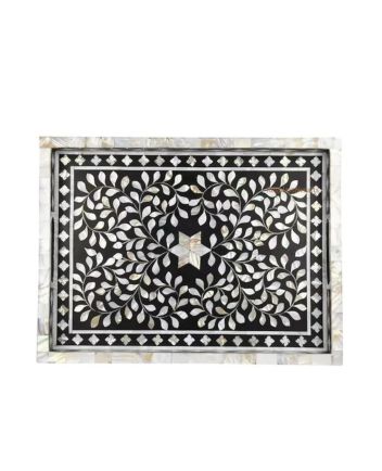 Handmade Mother of Pearl Floral Pattern Serving Tray