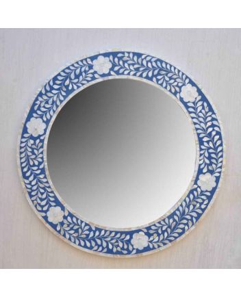 Handmade Mother of Pearl Floral Pattern Mirror Frame