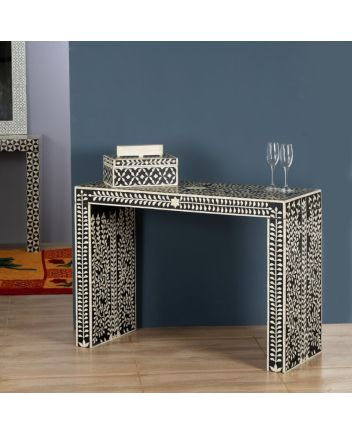 Handmade Bone Inlay Floral Design Console table