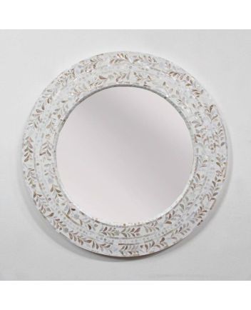 Handmade Mother of Pearl Floral Pattern Mirror Frame