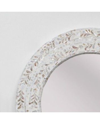 Handmade Mother of Pearl Floral Pattern Mirror Frame