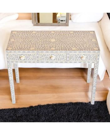 Handmade Bone Inlay Floral Pattern Console Table