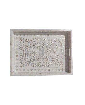 Handmade Mother of Pearl Floral Pattern Serving Tray
