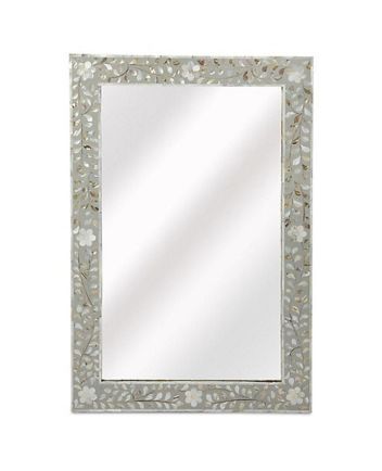 Handmade Mother of Pearl Floral Pattern Mirror Frame