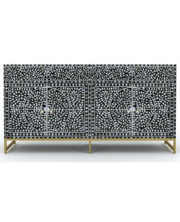 Handmade Mother of Pearl Floral Pattern Sideboard