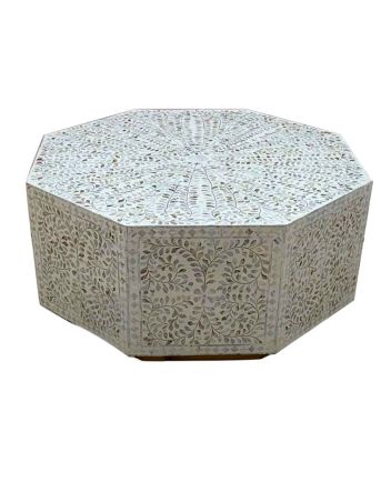 Handmade Mother of Pearl Floral Pattern Coffee Table