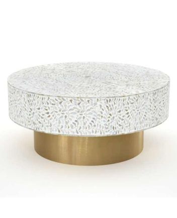 Handmade Mother of Pearl Floral Pattern Coffee Table