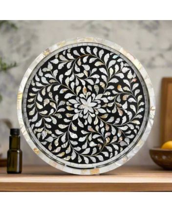 Handmade Mother of Pearl Floral Pattern Serving Tray