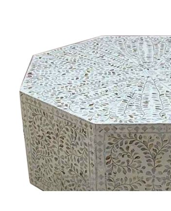 Handmade Mother of Pearl Floral Pattern Coffee Table