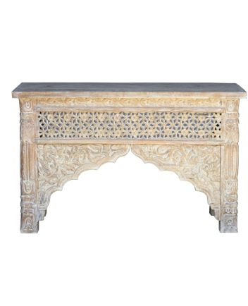 Handmade Carved Wooden Console Table