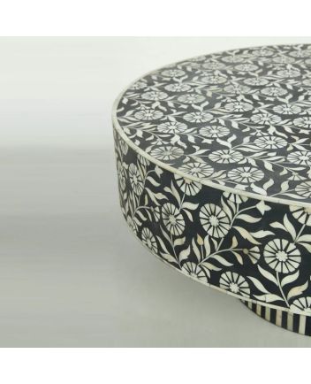 Handmade Bone Inlay Floral Pattern Coffee Table
